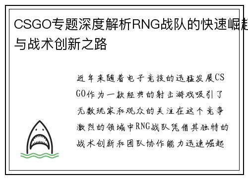 CSGO专题深度解析RNG战队的快速崛起与战术创新之路